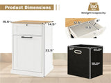 Tilt Out Laundry Hamper Cabinet Bamboo MDF 10Gal with Drawer Anti-Toppling Device WhiteNatural 72242550