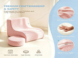 1 PC Kids Modular Sofa Set, 1 Table & 2 Chairs with 2 Round Cushions, Pink Corduroy Kids Sofa 37889125