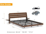 Floating Bed Frame Queen with Led Lights and Charging Station, Wood Queen Size Bed Frame with 65209522