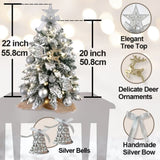 ZNTS 22in Mini Christmas Tree with Light Artificial Small Tabletop Christmas Decoration with Flocked 55611026