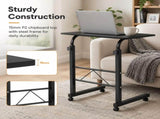 Adjustable Rolling Laptop Table with Steel Frame, Black, 31.50 x 18.11 in, Adjustable Height 36520420