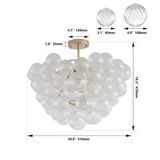 20-Inch Gold Ceiling Pendant Light with Threaded Clear Glass Globe Shade Ideal for Living Room, W1340P251914