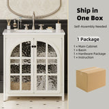 30 Inches Bathroom Vanity with Ceramic Sink, Faux Aged Finish, Vintage Rustic Bathroom Cabinet with N817P299512W
