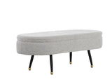 Harvey Contemporary Storage Bench in Black Metal and Light Grey Fabric with Gold Metal Accent B202P223577