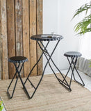 57.5x23.6x39.8" Black Stowable Side Table and Two Seats W2078P282277