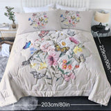 Butterfly Flower Comforter Light Pink Bedding Sets Twin for Girls Women, 1 Soft Comforter and 2 06250587