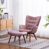 Leiria Contemporary Silky Velvet Tufted Accent Chair with Ottoman, Mauve T2574P164274