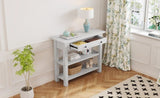 ZNTS TREXM Retro Console Table with Drawer and Two Sturdy Shelves for Entryway, Living Room N715P195561K