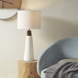 ZNTS Triangular Ceramic and Wood Table Lamp B03596586