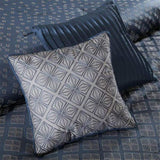 7 Piece Jaquard Comforter Set Navy King B03596959