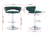 Set of 2 Bar Stools,with Chrome Footrest and Base Swivel Height Adjustable Mechanical Lifting Velvet 59075110