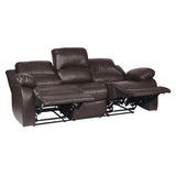Comfortable Double Reclining Sofa 1pc Brown Color Bonded Leather Match Solid Wood Plywood Frame B01166579