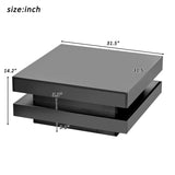 ON-TREND High Gloss Minimalist Design with LED Lights, 2-Tier Square Coffee Table, Center Table for WF295997AAB