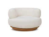 Fuji 360 Swivel Low Barrel Back Accent Chair, Ivory White Boucle B2719P238262