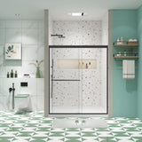 Bypass shower door, sliding door, with 1/4" tempered glass and Matted black finish 44-48"x70" W2122131037