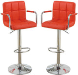 ZNTS Contemporary Style Red Faux Leather Bar Stool Counter Height Chairs Set of 2 Adjustable Height HS00F1558-ID-AHD