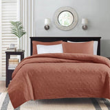 3 Piece Reversible Quilt Set Clay Red Full/Queen B035P266675