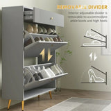Gray shoe cabinet with adjustable shoe rack 17428289