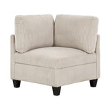 Modern Living Room Furniture Beige Corner Seat with Storage Corduroy Fabric Upholstery 1pc Modular B011P206263