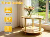 2-Tier Small End Table, Round Side Table For Room, Round Corner Table for Small Spaces, 91380390