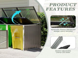 Garbage Bin Shed Stores 3 Trash Cans with Pneumatic Support Rod, with Lockable Doors & Waterproof W1598P357717