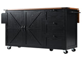 54.5" Farmhouse Kitchen Island with Power Outlet, Kitchen Storage Island with Internal Storage Rack, 86328888