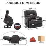 ZNTS Dual Motor Heat Massage Infinite Position Up to 350 LBS Electric Power Lift Recliners with W1803P206487