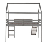 ZNTS Twin Loft Bed with Slide, House Bed with Slide,Gray WF299309AAE