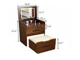 (48cm)(Walnut) 3 in 1 Vanity Desk with Plip Top Mirror,Small Make Up Vanity Set with Visible Glass W2641P305275