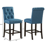 Leviton Solid Wood Tufted Asons Counter Height Stool, Set of 2, Blue T2574P165114