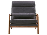 High Back Solid Wood Armrest Backrest Iron Frame Bronzing Cloth Indoor Leisure Chair Dark Grey 44411438
