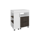 San Diego 54" Wide Two Drawer Expandable Desk with Seven Shelves and Casters White - Dark Walnut B200P286949