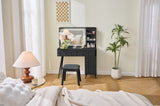 Modern Makeup Vanity Desk with LED Lights & Mirror, 4 Drawer Dressing Table Set with Stool, 3 Colors N844P257529B
