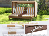 Brown Kids Patio Lounge Chair with Cup Holders and Awning 08669728