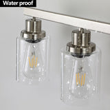 Modern 4-Light Bathroom Vanity Light Fixture - Brushed Nickel Finish with Clear Glass Shades, W1340P206668