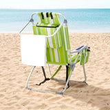 63*70*99cm Heightened Oxford Cloth Silver White Aluminum Tube Bearing 100kg Beach Chair Green 51900135