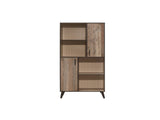 2-Door Storage Cabinet with 4 Open Shelves, Metal Handles, and Flared Tapered Legs, Modern 03048242