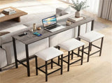 4 Piece Counter Height Bar Table Set with Charging Station & USB Ports, Gray Pub Table with 3 Stools 39030485