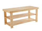 3-Tier Bamboo Shoe Rack Bench, 11.3 x 27.6 x 17.8 Inches Compact Storage Organizer with 286lb 08236135