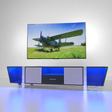 TV Console with Large Storage Cabinets, Biplane Shape Design LED TV Stand with Remote Control, W1701P164320