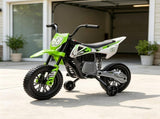 Green 12V Kids Electric Motorcycle Twist Handle Throttle, Safety Training Wheels, Rear Suspension 99704041