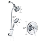 Drill-Free Stainless Steel Slide Bar Combo Rain Showerhead 7-Setting Hand, Dual Shower Head Spa W121947651