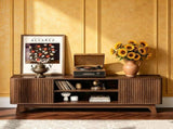 Wood Fluted TV Stand for TVs up to 70 Inch, Mid Century Modern Low Profile TV Console Cabinet with 08236084