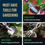ZNTS Essential Garden Tool Set - Heavy Duty, Non-Slip Grip, Ergonomic Gardening Hand Tools Kit Includes W2181P170908