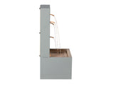 30.71"H Light Gray Metal Leaf Cutout Outdoor Water Wall Fountain with LED Lights, Modern Waterfall N765P355061G