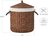 Round Laundry Hamper with Lid, Woven Natural Water Hyacinth Laundry Hamper 38419457