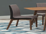 Set of 2 Grey Fabric Upholstered Dining Side Chairs in Walnut Finish B016P223111