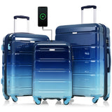 Luggage Set of 3, 20-inch with USB Port, Airline Certified Carry-on , ABSPC Hard Shell N726P264892N