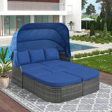 ZNTS Outdoor Patio Furniture Set Daybed Sunbed with Retractable Canopy Conversation Set Wicker Furniture 37488265