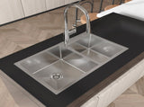 32 "x 19" x 10 "Embedded Double Bowl Kitchen Sink, Equipped with S304 Stainless Steel Satin Handmade T3177P286041